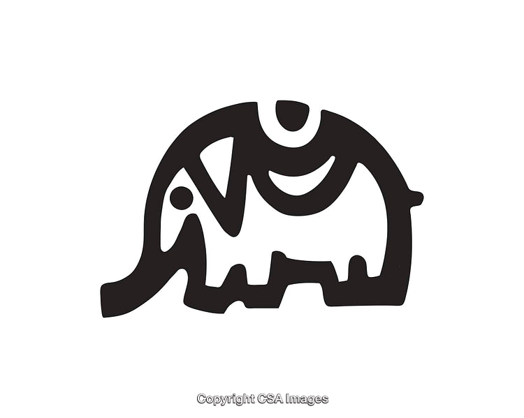Minimalist Elephant Shape in Black and White Artistic Line Style
