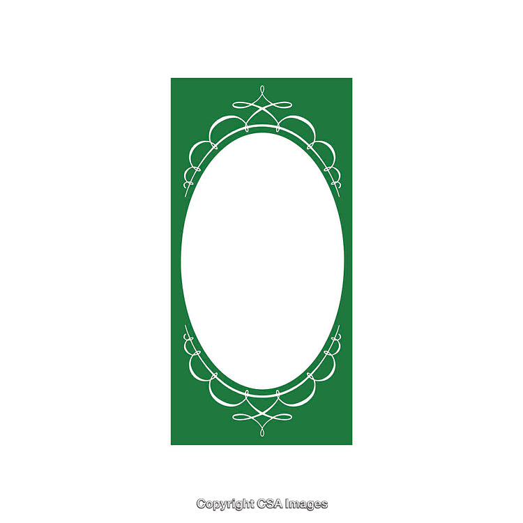 Elegant Green Border Frame Design With Ornamental Oval White Center