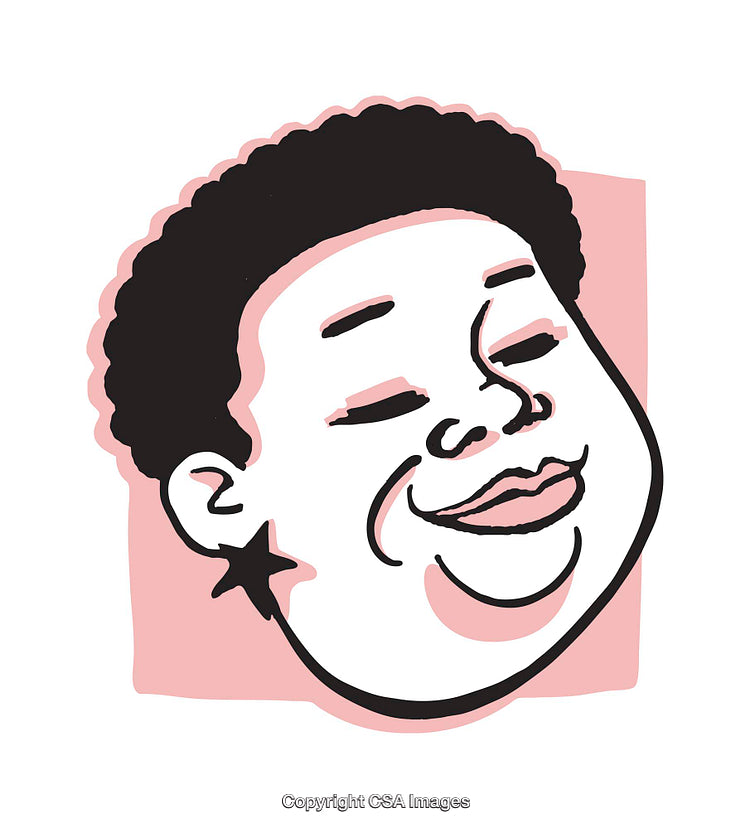 Stylized Cartoon Illustration of a Smiling Person with Positive Expressions