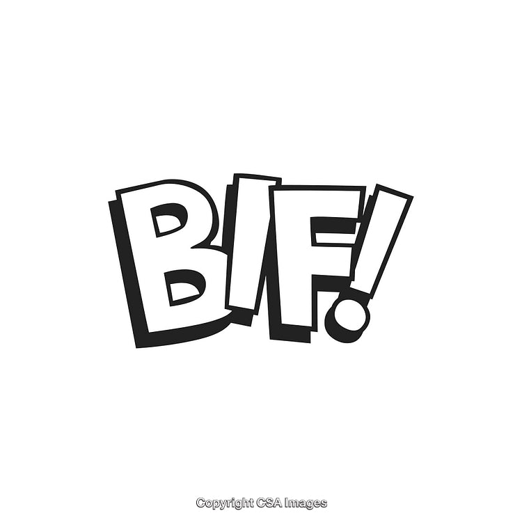 Comic Book Style Black and White Text Illustration with the Word 'BIF!'