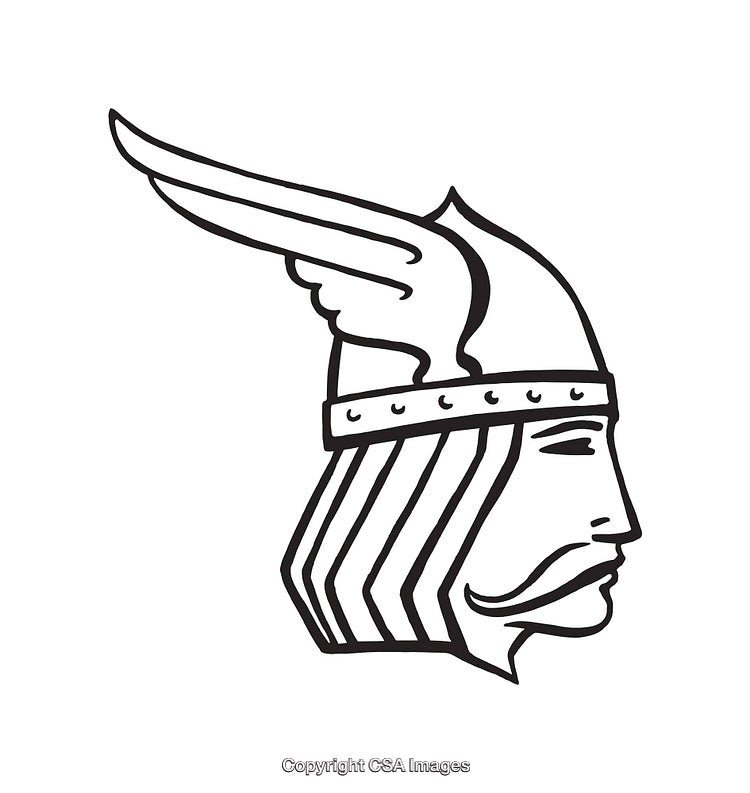 Black And White Viking Head Illustration With Winged Helmet