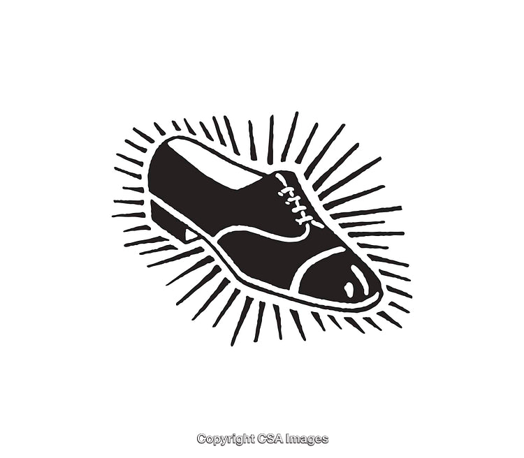 Vintage Black and White Line Art Illustration of a Classic Dress Shoe