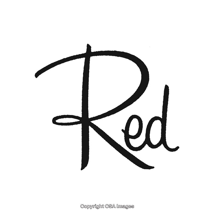 Handwritten 'Red' Word in Elegant Script Calligraphy Style on White Background