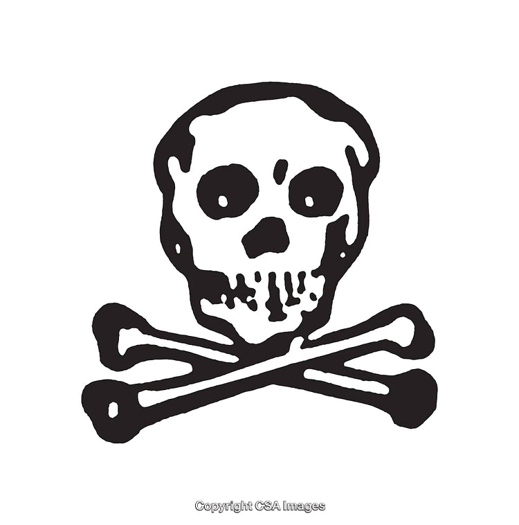 Black and White Skull and Crossbones Line Art Illustration