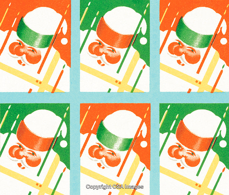 Colorful Retro Style Santa Claus Pattern with Holiday Themed Design Elements