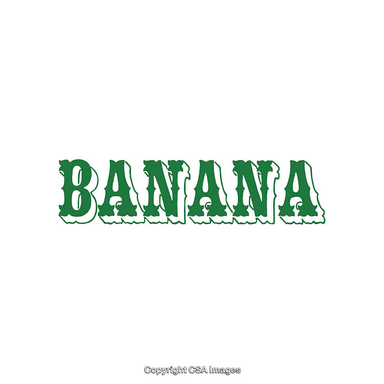 Green Decorative Font Spelling the Word Banana with Intricate Style