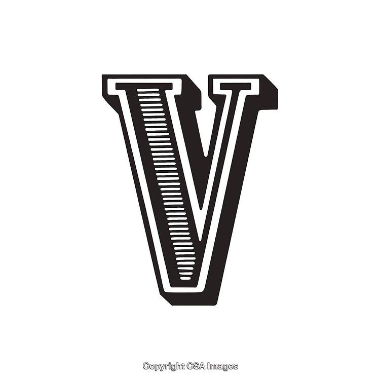 Stylized Monochrome Representation of the Letter V
