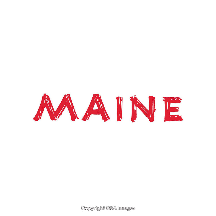 Bold Red Maine Text on Solid White Background for Themes of Simplicity