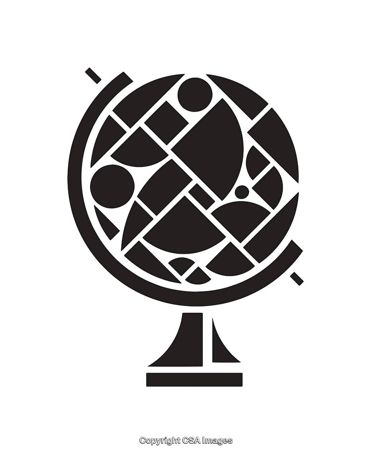 Abstract Geometric Globe Illustration with Black and White Patterns