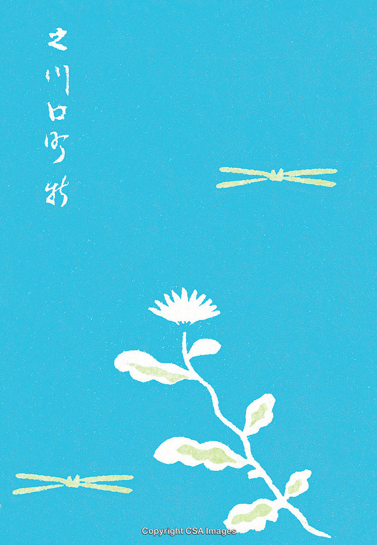 Minimalistic Floral Painting Featuring a Dragonfly and Delicate Nature Motifs