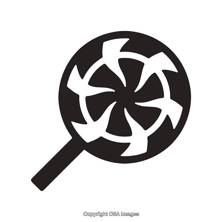 Black and White Illustration of Rotating Windmill Elements Abstract Design