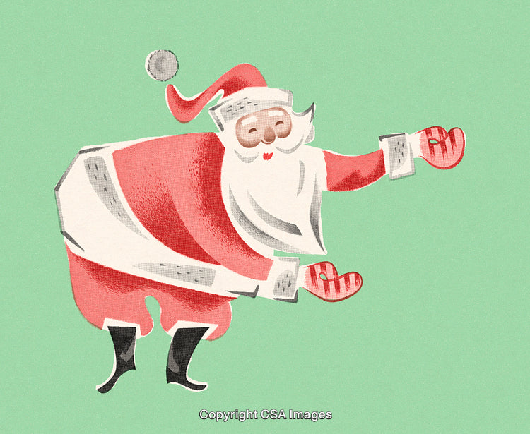 Vintage Illustration of Santa Claus in Classic Holiday Style on Green Background