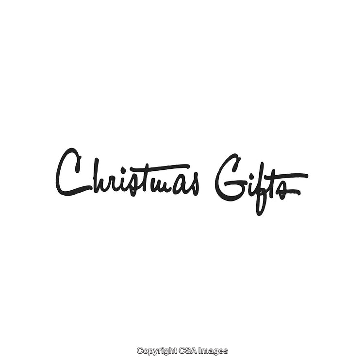 Stylish Black Handwritten Christmas Gifts Text on Minimalistic White Background