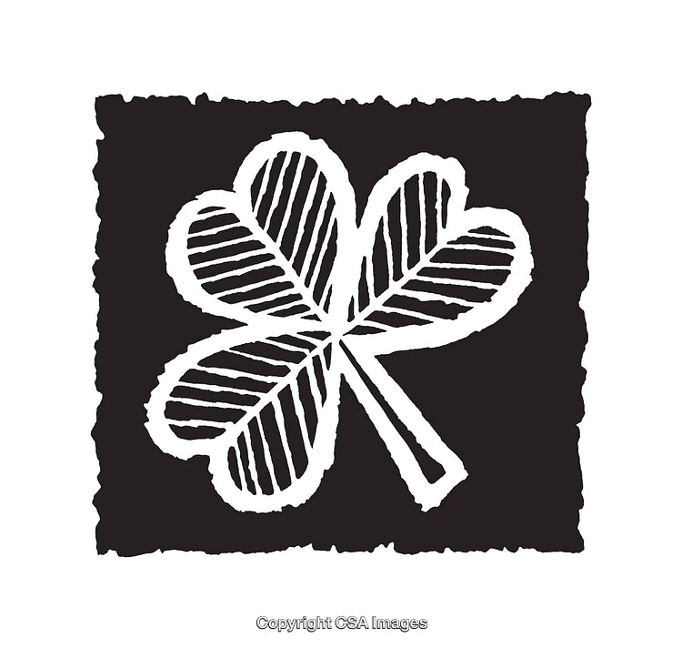 Black and White Illustration of a Luck Four-Leaf Clover Design