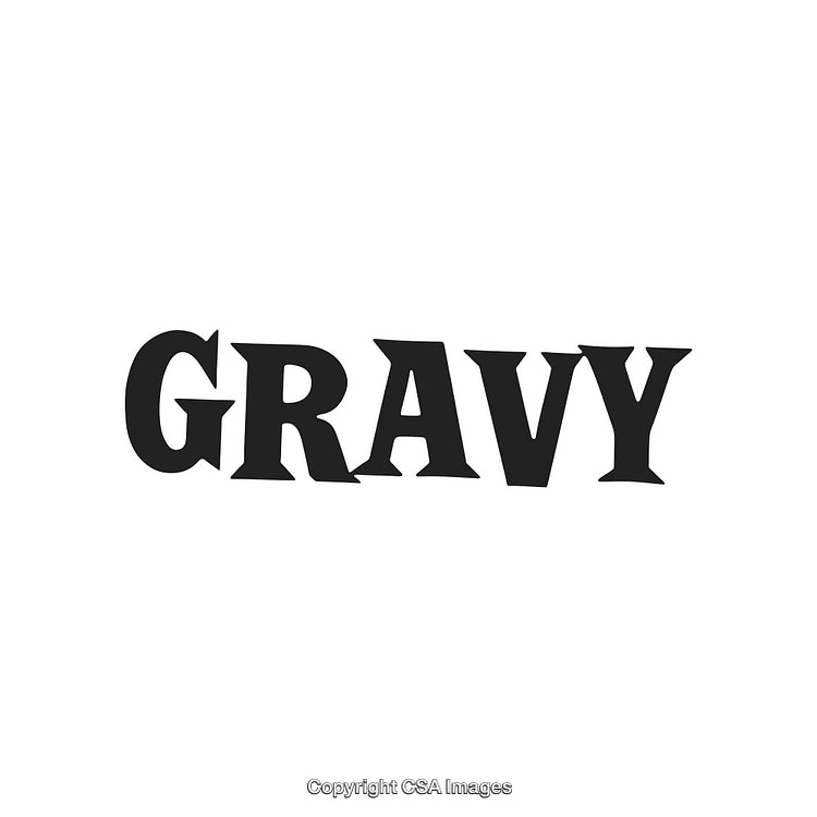 Gravy Text in Vintage Block Typography on a Minimalist White Background