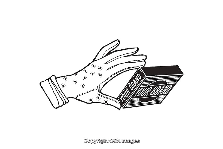 Vintage Hand Glove Grasping Box with Elegant Line Art Detail