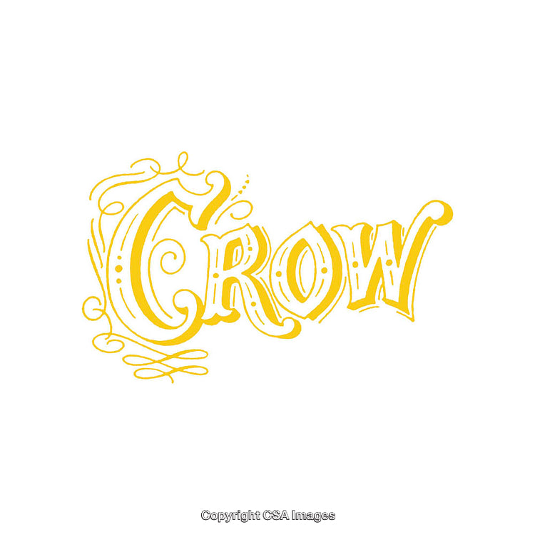 Golden Curly Text Art Design Displaying the Word 'Crow'