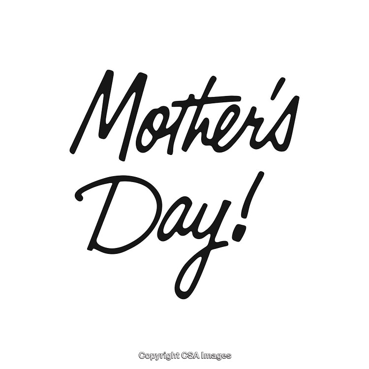 Elegant Handwritten Mother's Day Greeting in Black Script on White Background