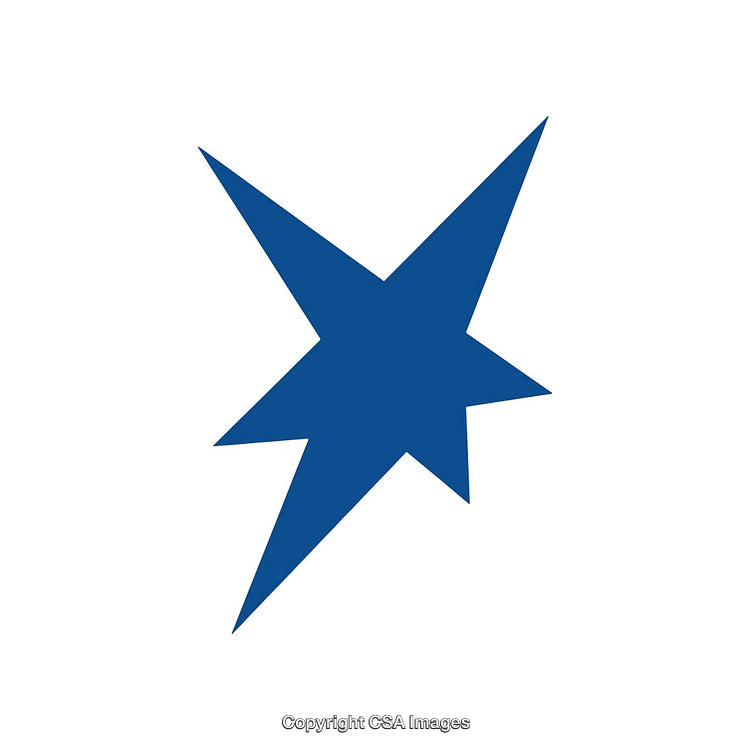 Blue Abstract Sharp Star Silhouette on a White Background
