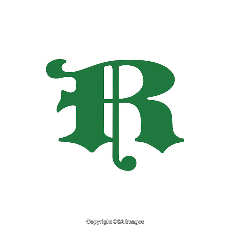 Green Decorative Letter R on a White Background
