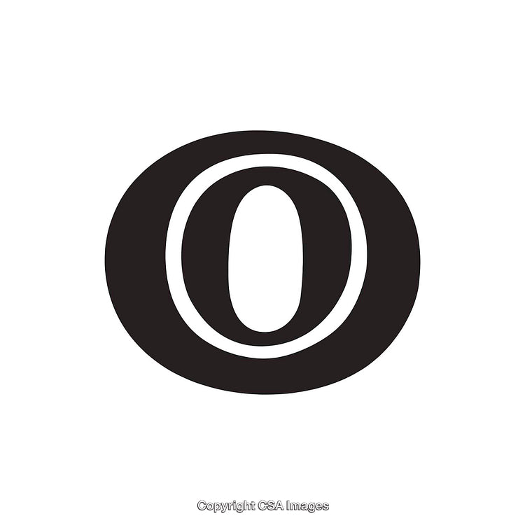 Bold Black Letter O Icon on a White Background