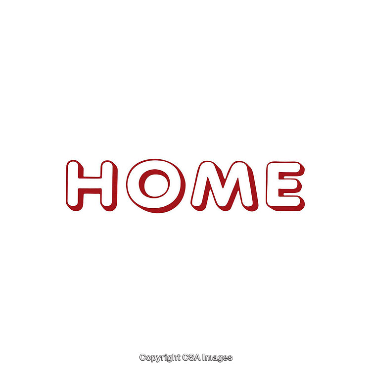 Bold Red Text Saying Home in Modern Typography