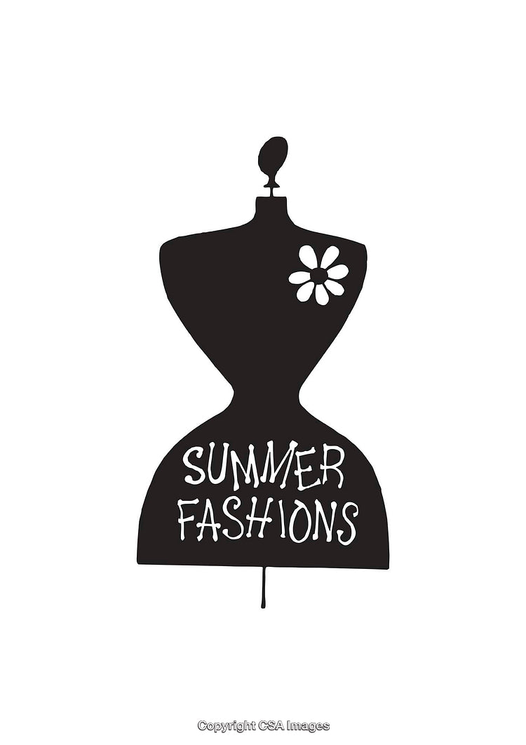 Black and White Summer Fashion Design with Mannequin Silhouette