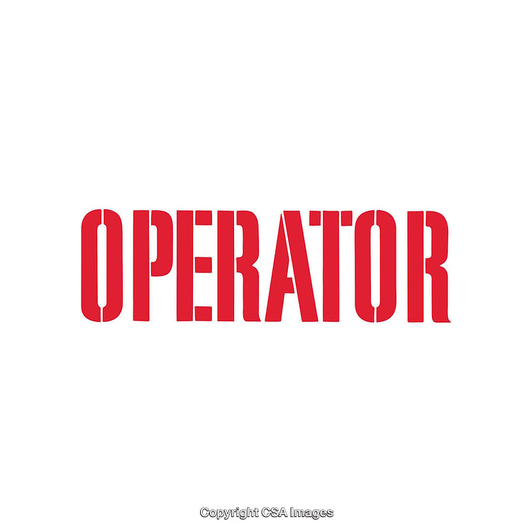 Bold Red Operator Text on Minimal White Background