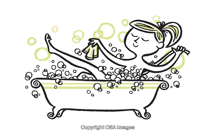 Illustration of a Relaxing Bath Scene with Bubbles and Playful Vibes