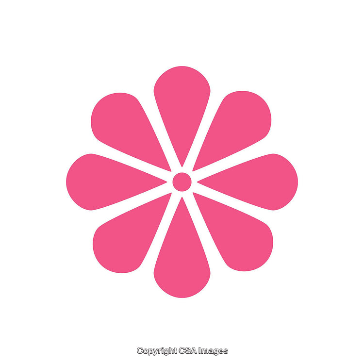 Bright Pink Flower Blossom Icon on a Clean White Background
