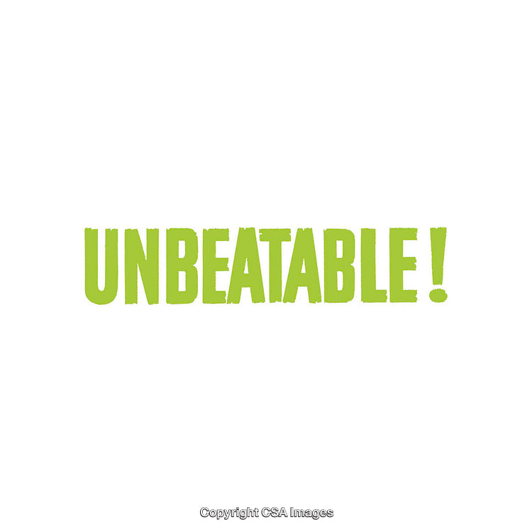 Bold Unbeatable Text in Green on Minimal White Background