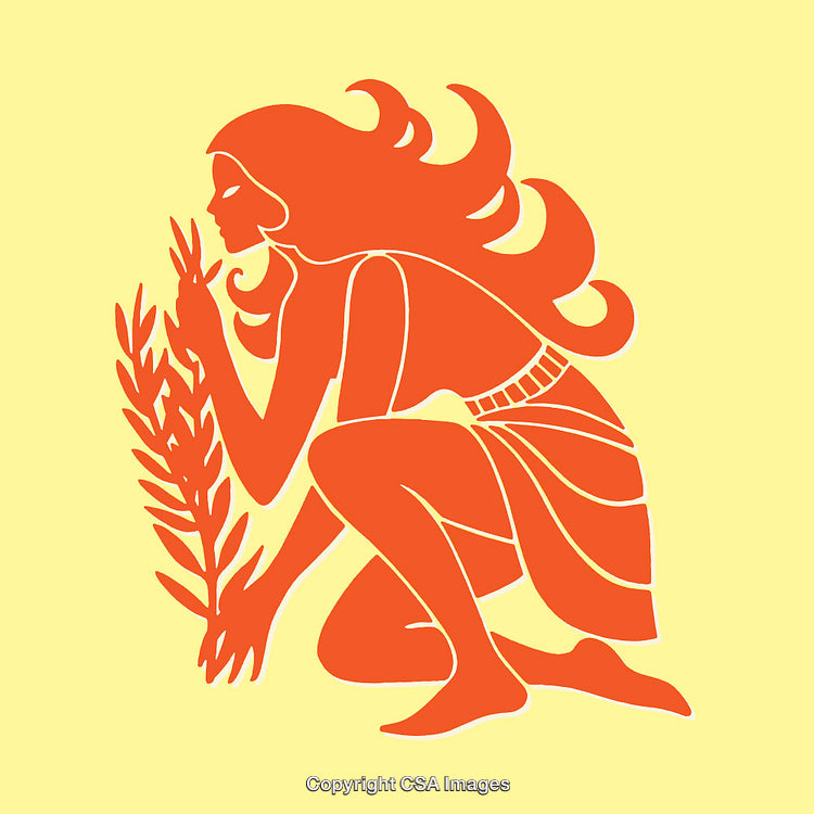 Elegant Illustration of a Woman with Flowing Hair in Autumn Colors