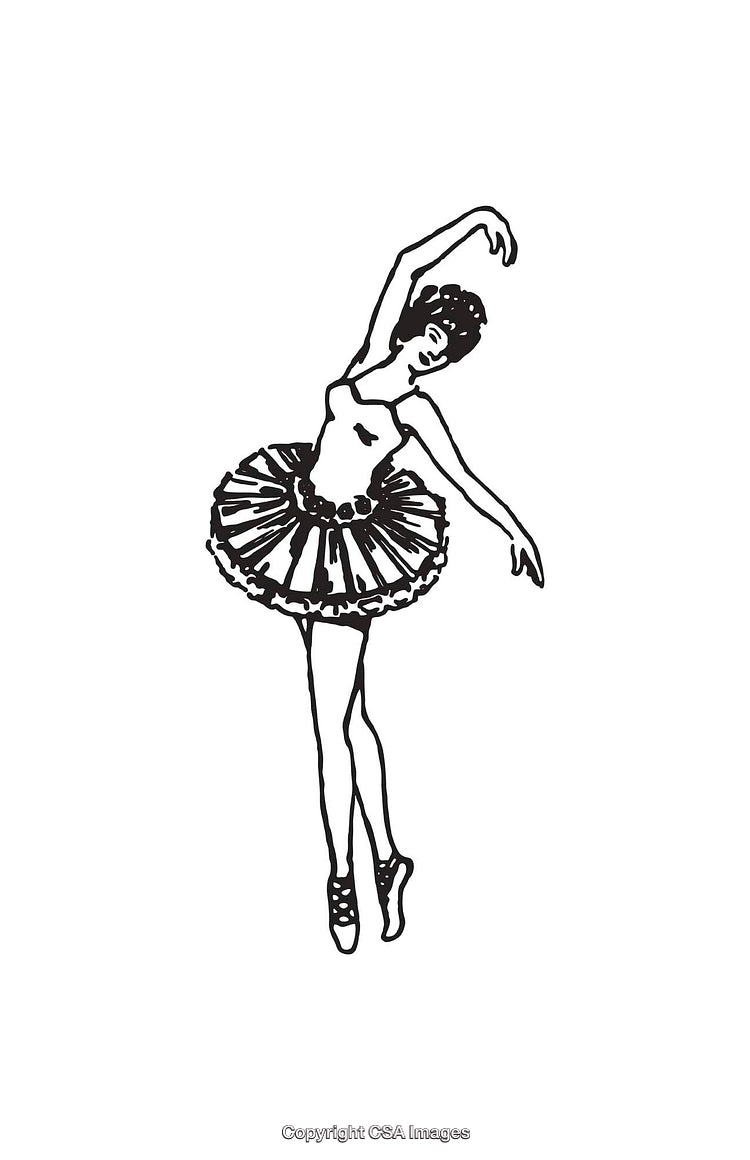Elegant Line Art Illustration of a Graceful Ballet Dancer in Tutu