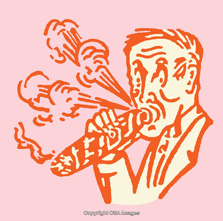 Abstract Illustration of a Person Smoking a Cigar in Bold Colors