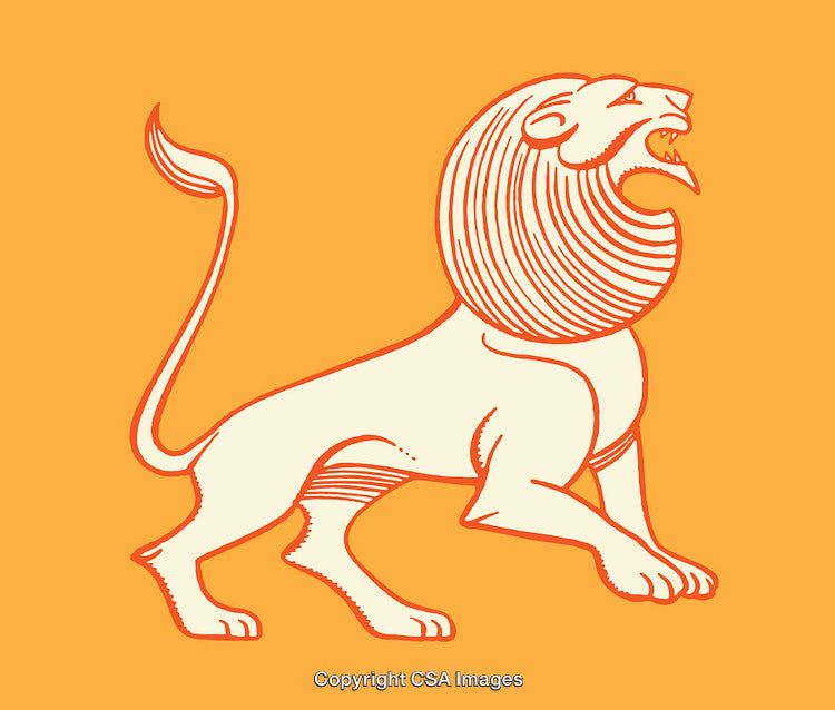 Stylized Line Art Illustration of a Majestic Lion on a Vibrant Background