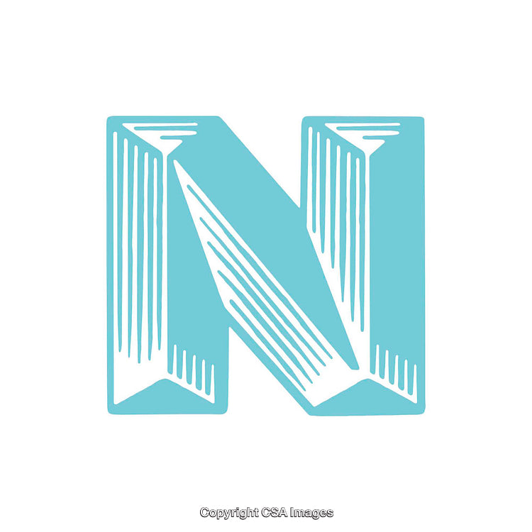 Stylized Blue Letter N in Modern Geometric Design