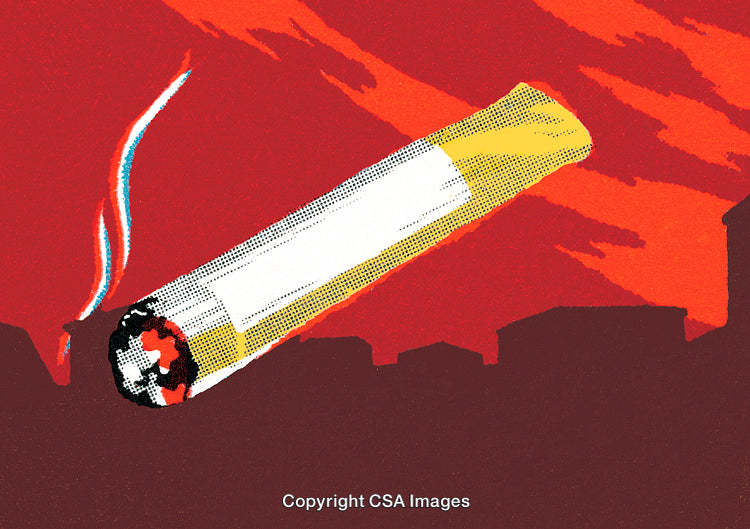 Abstract Depiction of a Burning Cigarette in Striking Colors