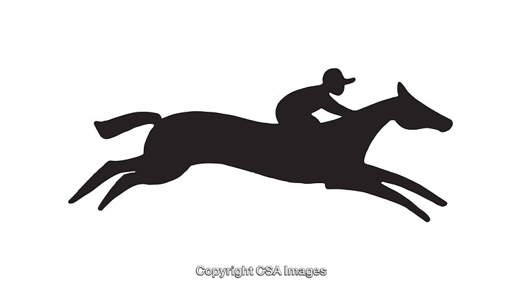 Silhouette of Horse and Rider in Motion Icon Illustration