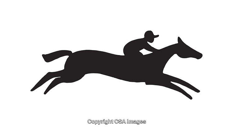 Silhouette of Horse and Rider in Motion Icon Illustration