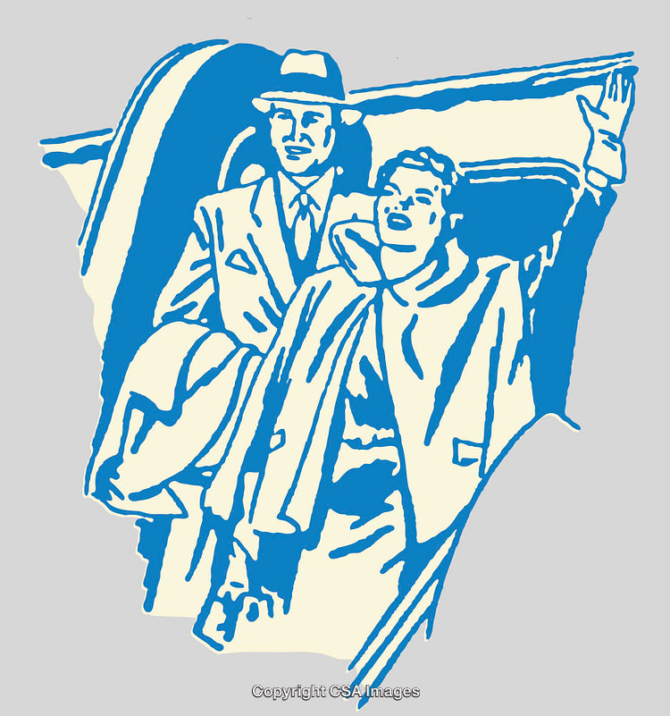 Retro Style Illustration of Traveling Individuals on an Airplane Ramp