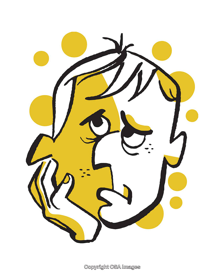 Creative Illustration of a Thoughtful Expression With Vibrant Yellow Accents