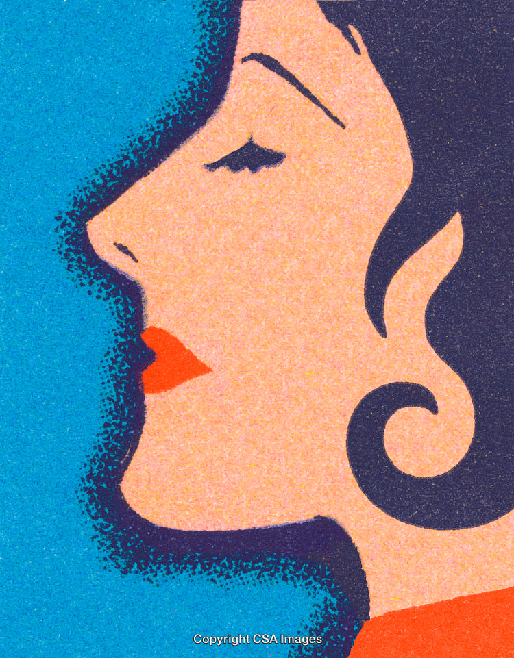 Stylized Retro Illustration of a Woman's Profile With Bold Colors