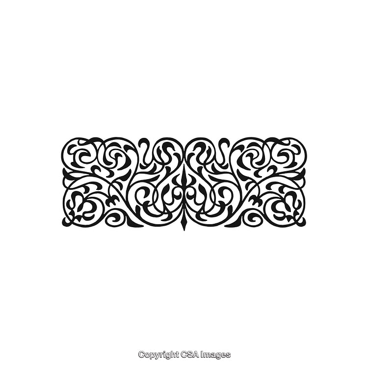 Elegant Black and White Ornamental Design Element in Symmetrical Style