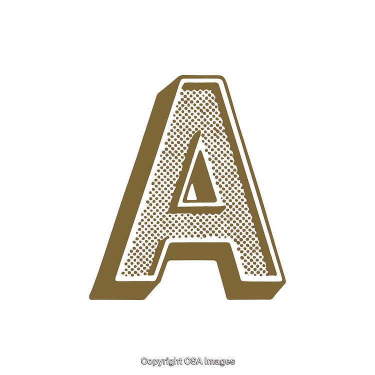 Bold 3D Vintage Letter A Design in Gold on White Background