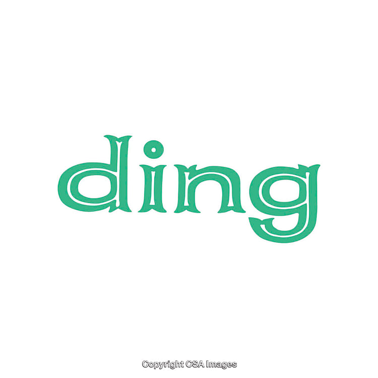 Green Stylized Ding Text on a Minimalistic White Background