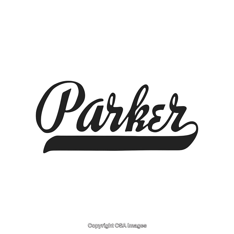Stylized Cursive Text Featuring 'Parker' in Black on White Background