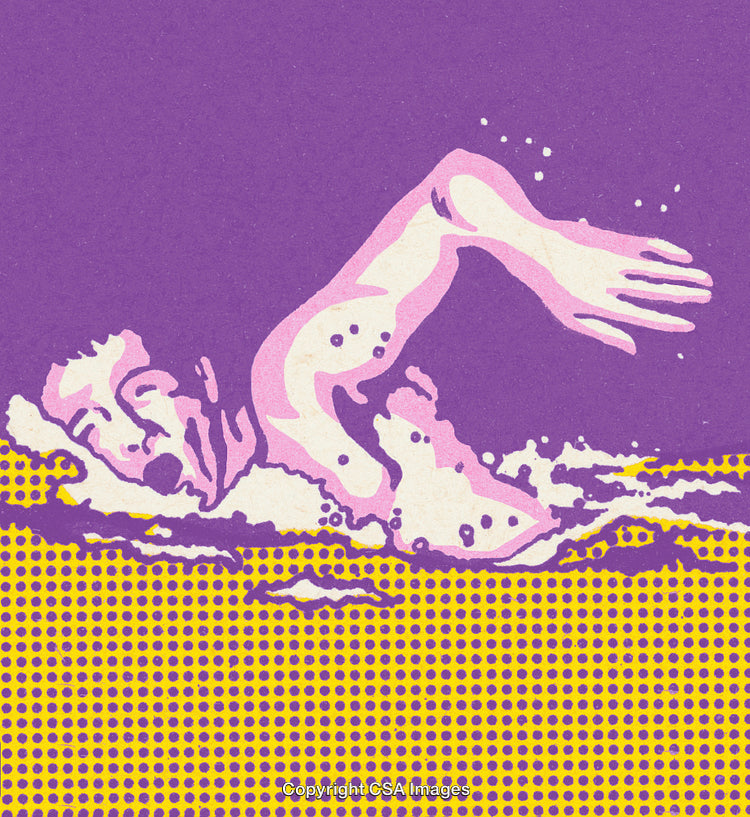 Vivid Pop Art Style Illustration of a Swimmer in Motion