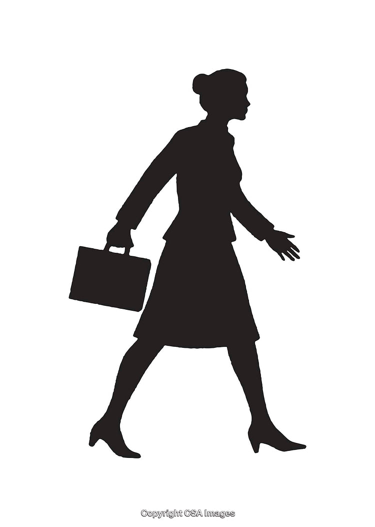 Silhouette of a Professional Woman Carrying a Briefcase in Profile View