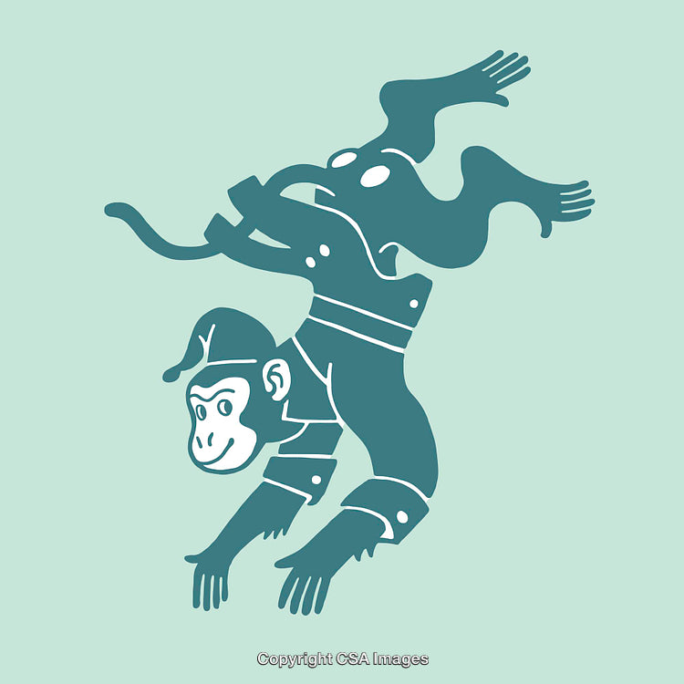 Playful Monkey and Frog Artwork in Bold Colorful Line Art