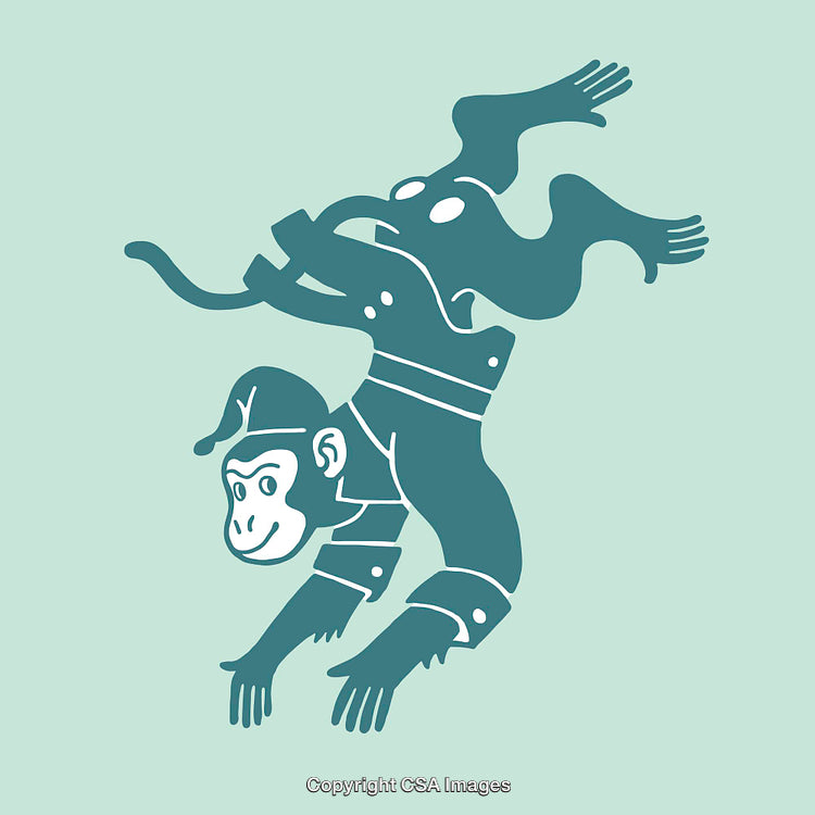 Playful Monkey and Frog Artwork in Bold Colorful Line Art